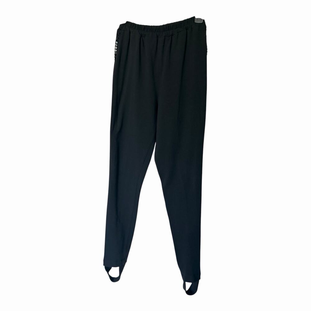 Vintage Bodalia Petite Black Stirrup Pants Sequin Side Detail Leggings Medium